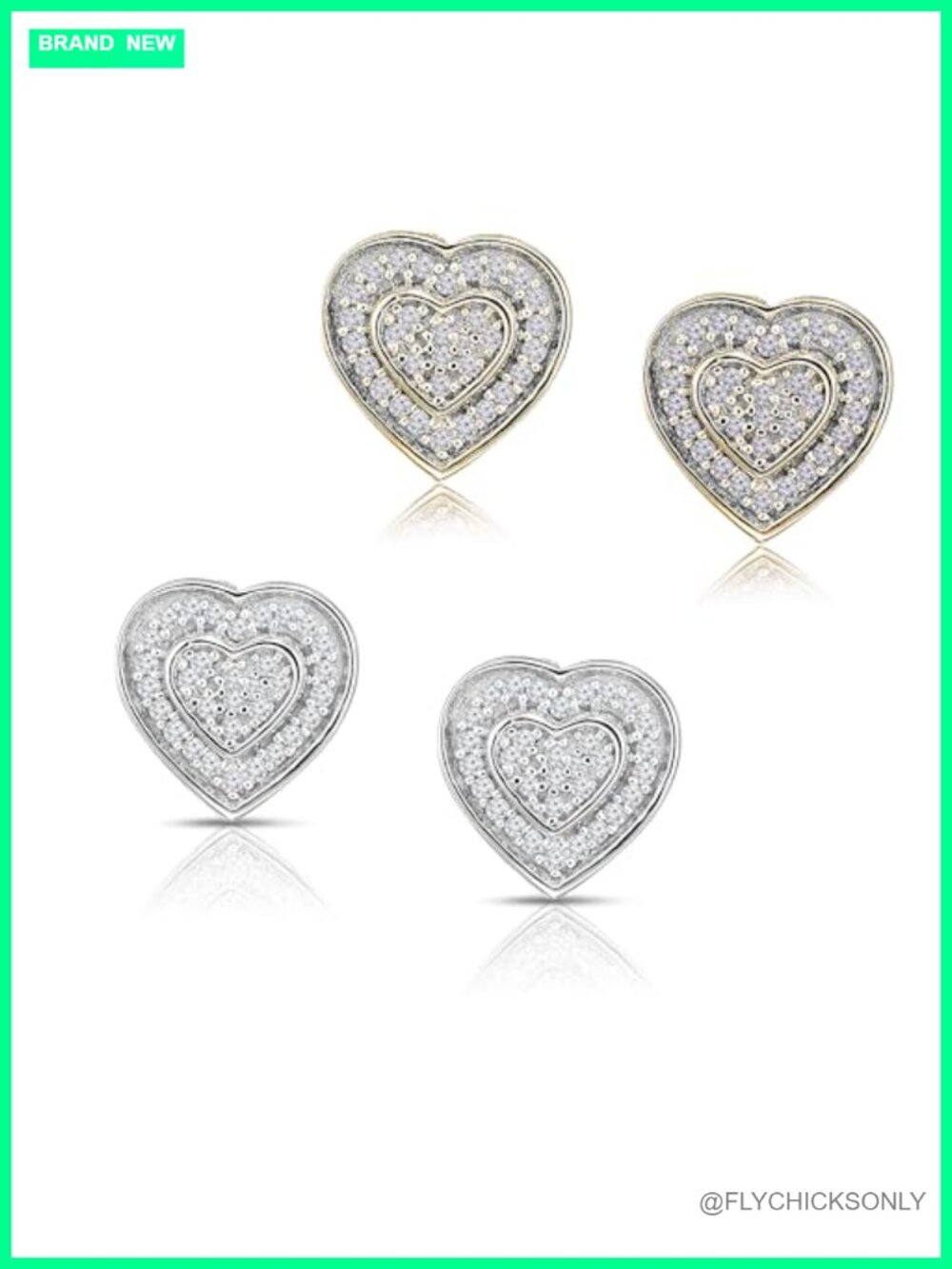 Heart Shaped Diamond Stud Earrings 925 Sterling Silver for Women